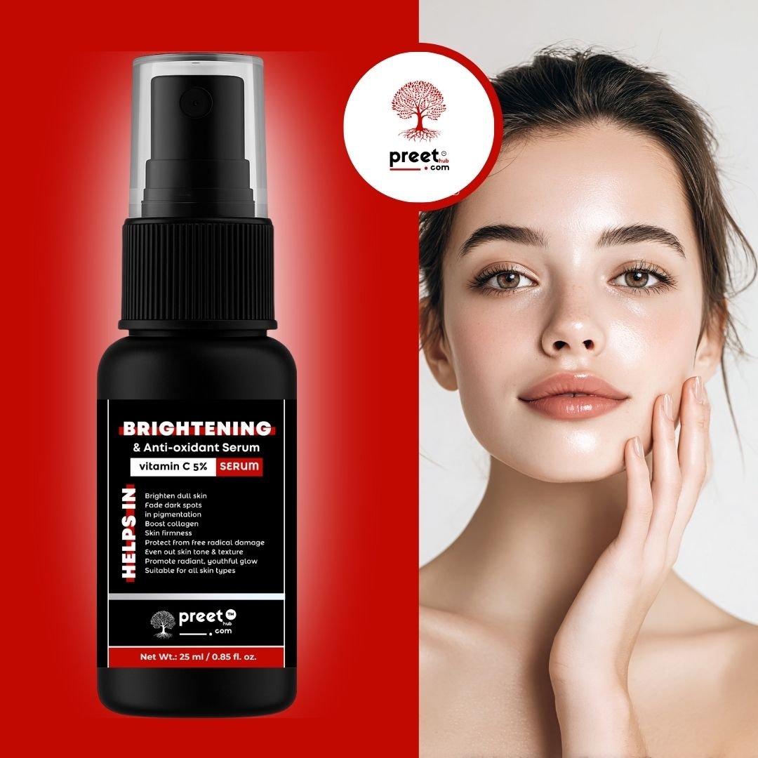 Vitamin C Serum for Dark Spots & Pigmentation Removal (2) Preethub Brightening Face Serum with 5% Vitamin C for Glowing Skin